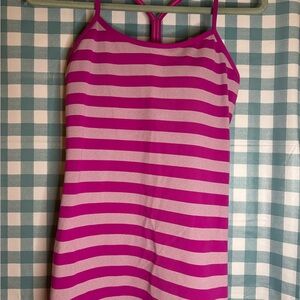 Lululemon Athletica Fuchsia and Light Pink Striped Tank Top